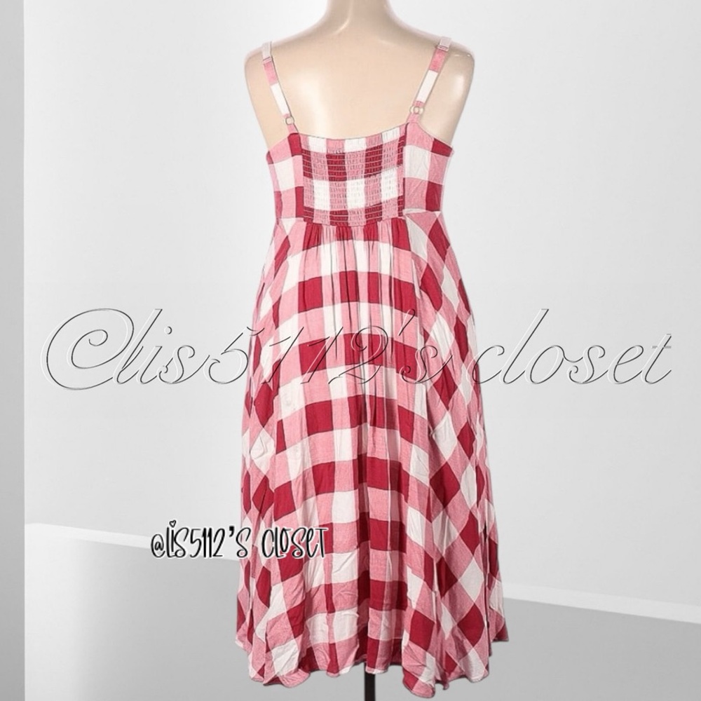 Torrid Red & White Gingham Retro Woven Button-Front Midi Swing Dress 2X 18 20 - Picture 3 of 15